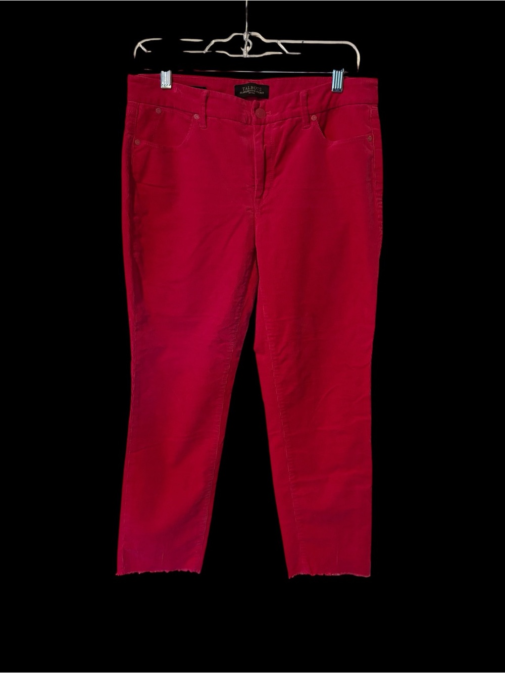 Talbots Five Pocket Bright Pink Cropped Corduroy Slim Jeans